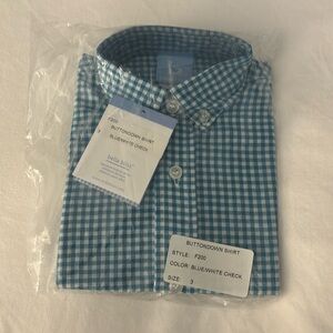 NWT Boys Bella bliss button down shirt in blue/white check 3t